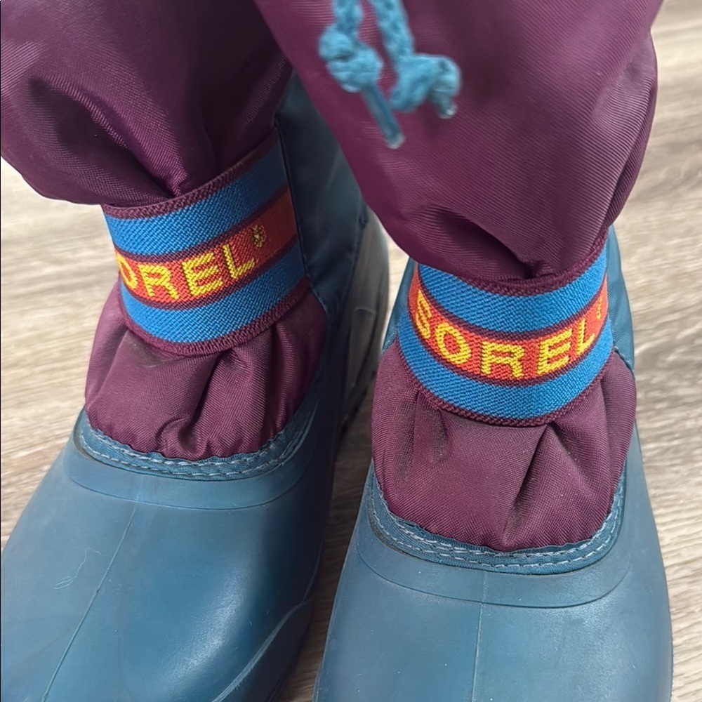Sorel Kids Teal & Purple Winter Boots 6 Canadian original Waterproof RETRO - Picture 4 of 8